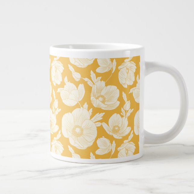 Goldenes Blume-Muster Jumbo-Tasse (Rechts)