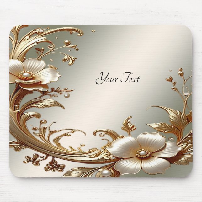 Goldenes Blumen-Mauspad Mousepad (Vorne)