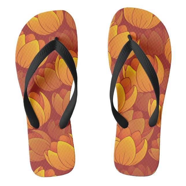 Goldenes Blumen-Muster Flip Flops (Fußbett)