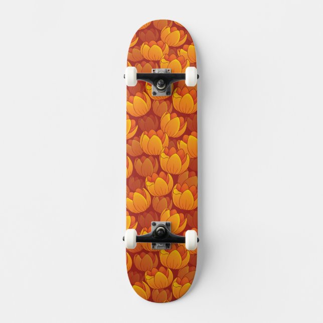 Goldenes Blumen-Muster Skateboard (Vorderseite)
