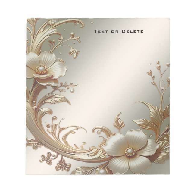 Goldenes Blumen Notizbuch Notizblock (Vorderseite)