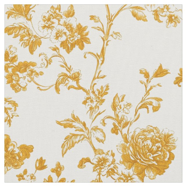 Goldenes Blumen-Toile Stoff (Nahaufnahme)