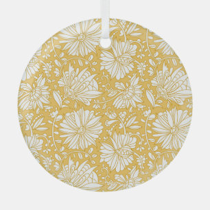 Goldenes Blumendoodle, abstrakt handgezeichnet Ornament Aus Glas