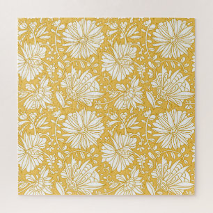 Goldenes Blumendoodle, abstrakt handgezeichnet Puzzle