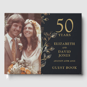 Goldenes Blumenfoto 50. Hochzeitstag Gästebuch