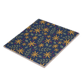 Goldenes Blumenmuster Botanisches Design Fliese