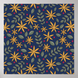 Goldenes Blumenmuster Botanisches Design Poster