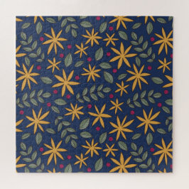Goldenes Blumenmuster Botanisches Design Puzzle