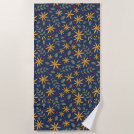 Goldenes Blumenmuster Botanisches Design Strandtuch