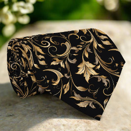 Goldenes Blumenmuster Elegant Luxus Modern Krawatte