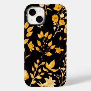 Goldenes Blumenmuster für den Herbst. Black BG Case-Mate iPhone 14 Hülle