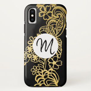 goldenes Blumenmuster-Monogramm Case-Mate iPhone Hülle