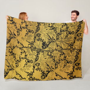Goldenes Blumenmuster Orientalische Blume Fleecedecke