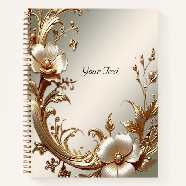 Goldenes Blumennotizbuch Notizbuch (Vorderseite)