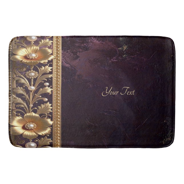 Goldenes Blumenornament-Badmatte Badematte (Vorderseite)