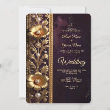 Goldenes Blumenornament mit Perlen Hochzeit