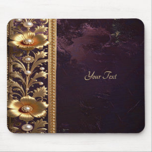 Goldenes Blumenornament mit Perlen-Mauspad Mousepad