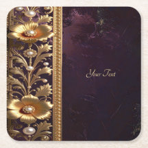 Goldenes Blumenornament mit Perlen-Papierset