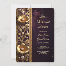 Goldenes Blumenornament mit Perlen Probe Einladung