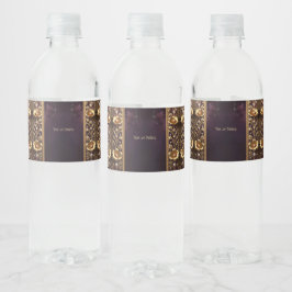 Goldenes Blumenornament mit Perlen Wasserflasche  Wasserflaschenetikett
