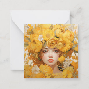 Goldenes Blumenportrait Art Card Flachbildschirm Mitteilungskarte