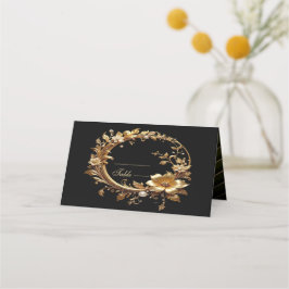 Goldenes Blumenschmuck-Rahmen-Platzkarte Platzkarte