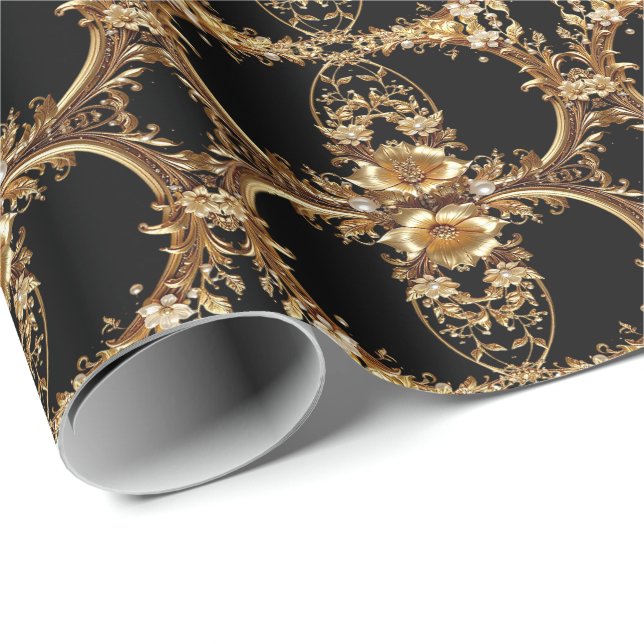 Goldenes Blumenverpackungspapier Geschenkpapier (Rolleneckpunkt)