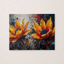 Goldenes Blut: Lebhaftes gelbes Blume Duo Puzzle