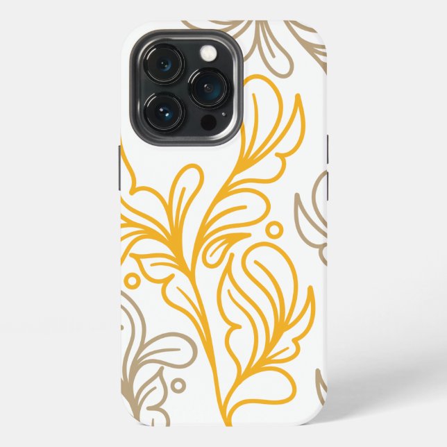 Goldenes Boho-Blatt-Design iPhone Hülle (Hinten)