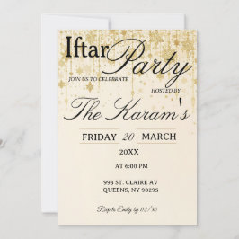 Goldenes Boho-Minimalist-Moschee-Ramadan-Iftar-Fes Einladung