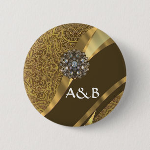 Goldenes braunes wirbelförmiges Muster Button