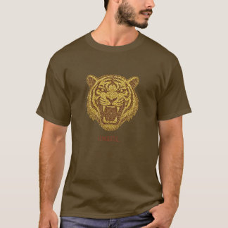 Goldenes Brüllendes-Tiger-T-Shirt | Wilder Glitter T-Shirt