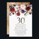 Goldenes Burgund Floral Elegant 30. Geburtstag Par Einladung<br><div class="desc">Gold Burgund Floral Elegant 30. Geburtstag Party Einladung Siehe Matching Kollektion in Nest und Nest Store Wir haben auch viele andere Einladungen und Sammlungen.</div>