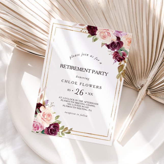 Goldenes Burgundy-Party Einladung (Von Creator hochgeladen)