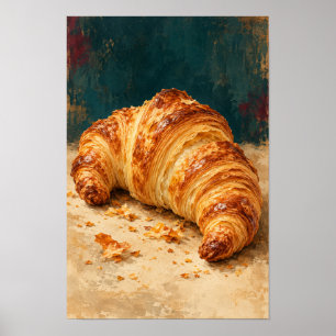 Goldenes Buttercroissant – Rustikale französische Poster