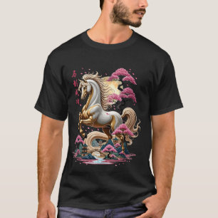 Goldenes Chinesisches Sternzeichen Pferd 2026 Küns T-Shirt