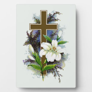 Goldenes christliches Kreuz Fotoplatte