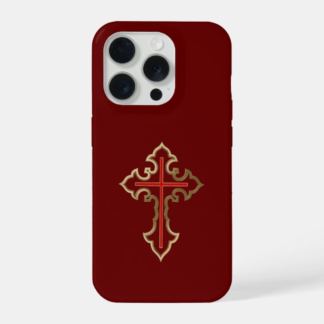 Goldenes christliches Kreuz iPhone Hülle (Rückseite)