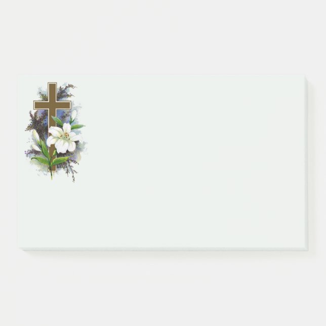Goldenes christliches Kreuz Post-it Klebezettel (Vorderseite)