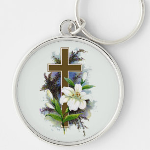 Goldenes christliches Kreuz Schlüsselanhänger