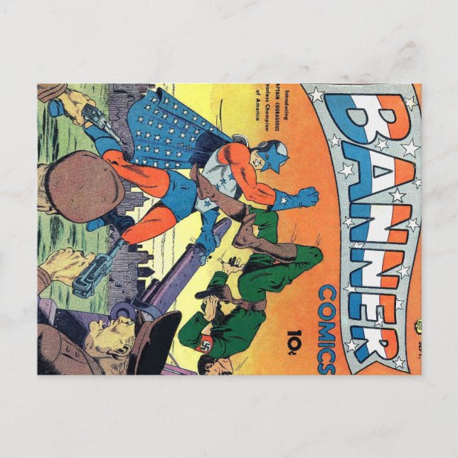 Goldenes Comic Kunst - Banner Comicen Postkarte (Vorderseite)