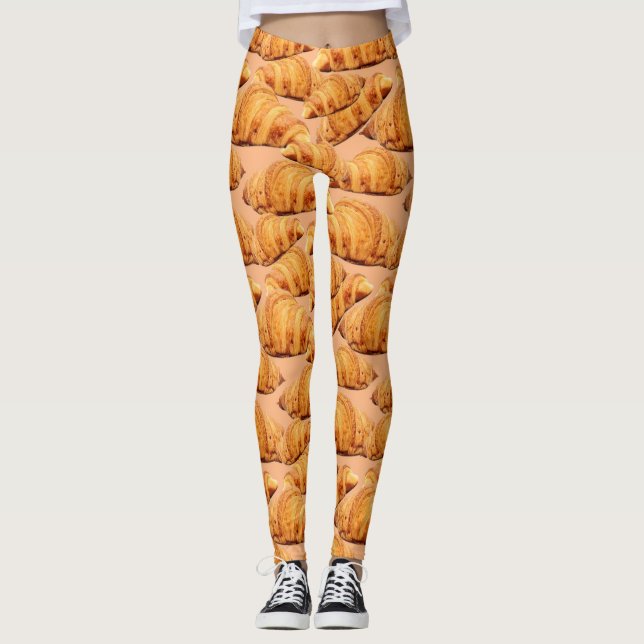 Goldenes Croissant, Bäckerei nahtlos Muster. Leggings (Vorderseite)