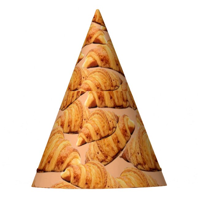 Goldenes Croissant, Bäckerei nahtlos Muster. Partyhütchen (Vorderseite)