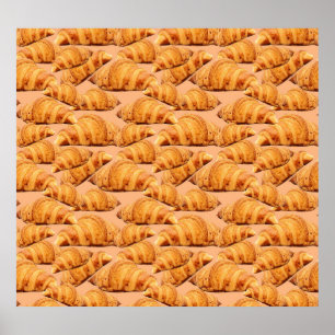 Goldenes Croissant, Bäckerei nahtlos Muster. Poster