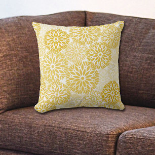 Goldenes Dahlia-Blume-Pattern-Kissen Kissen