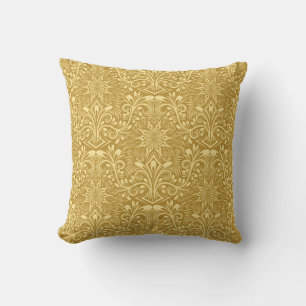 Goldenes Damast Barock Blumenmuster Kissen