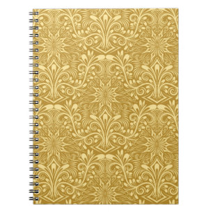 Goldenes Damast Barock Blumenmuster Notizblock