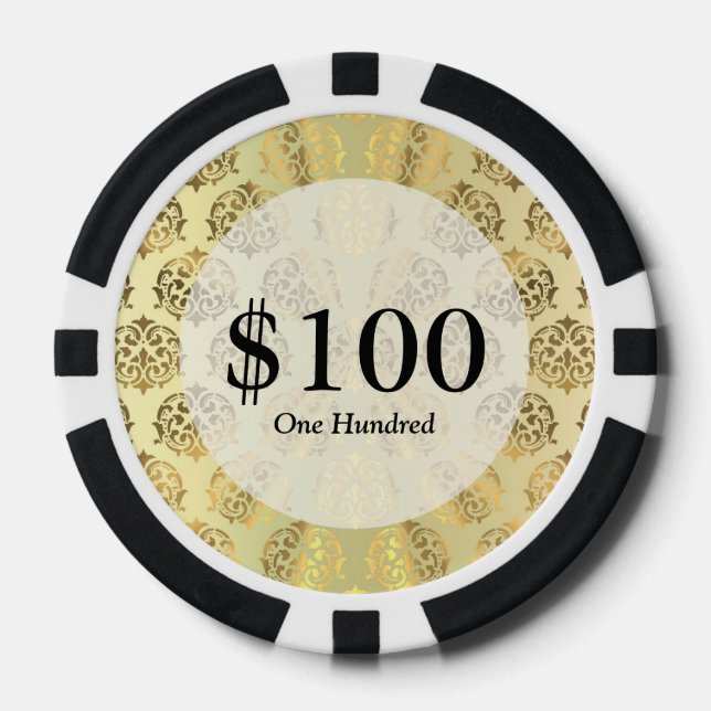 Goldenes Damastmuster Pokerchips (Vorderseite)