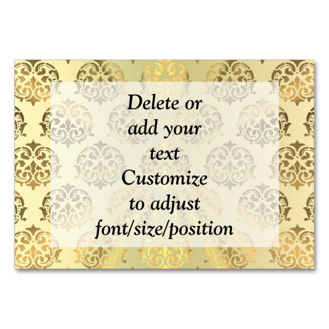 Goldenes Damastmuster Tischnummer (Vorderseite)