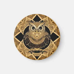 Goldenes dekoratives Eulen-Mandala-Design Magnet